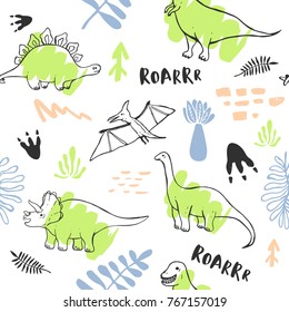 Seamless pattern with cute dinosaurs for children textile , wallpaper , posters and other design