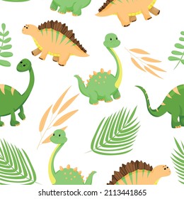 Seamless pattern. Cute dinosaurs for children's textiles.