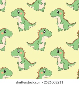 Padrão contínuo com dinossauros bonitos. Fundo decorativo com animais. Ilustração vetorial. Pode ser usado para papel de parede, têxteis, impressão