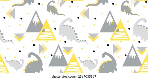 Seamless pattern. Cute dinosaurs. Wallpaper for children's. Textures for fabrics, packaging, backgrounds