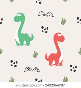 Seamless pattern cute dinosaurs for wrapping paper, textile, babies, decoration