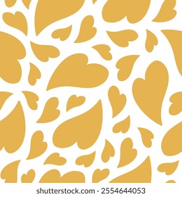 Seamless pattern with cute distorted hearts. Vector romantic background in retro style for textile, wallpaper, wrapping paper, web design.