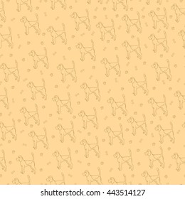 Seamless pattern with cute dog. Breed beagle. Can be used for wallpaper, pattern fills, greeting cards, webpage backgrounds, wrapping paper and textile or fabric. Vector illustration.