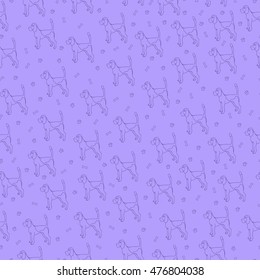 Seamless pattern with cute dog. Breed beagle. Can be used for wallpaper, pattern fills, greeting cards, webpage backgrounds, wrapping paper and textile or fabric. Vector illustration.