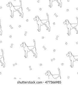 Seamless pattern with cute dog. Breed beagle. Can be used for wallpaper, pattern fills, greeting cards, webpage backgrounds, wrapping paper and textile or fabric. Vector illustration.