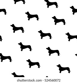 Seamless pattern with cute dog. Breed dachshund. Can be used for wallpaper, pattern fills, greeting cards, webpage backgrounds, wrapping paper and textile or fabric. Vector illustration.