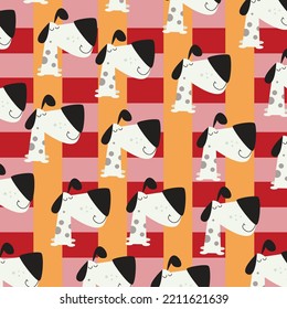 Seamless pattern with cute dog head animal perfect for wrapping paper