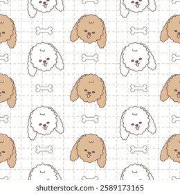 Seamless pattern of cute dog head