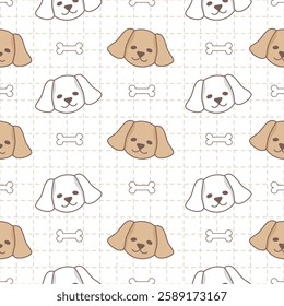 Seamless pattern of cute dog head