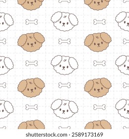 Seamless pattern of cute dog head