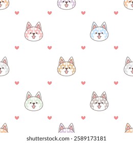 Seamless pattern of cute dog head