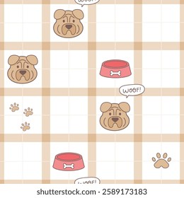 Seamless pattern of cute dog head