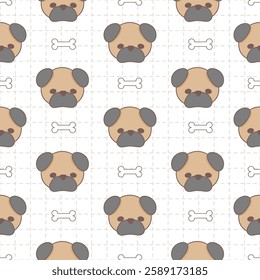 Seamless pattern of cute dog head