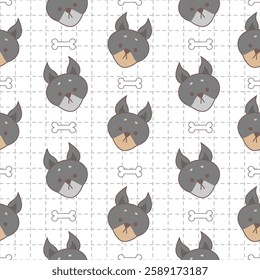 Seamless pattern of cute dog head