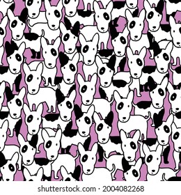 Seamless pattern with cute dog illustrations,
