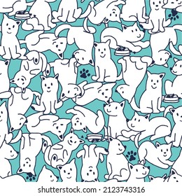 Seamless pattern with cute dog illustrations,