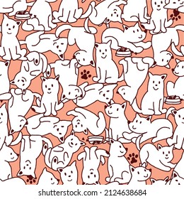 Seamless pattern with cute dog illustrations,
