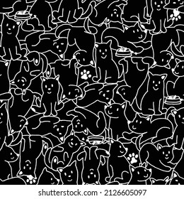 Seamless pattern with cute dog illustrations,