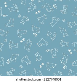 Seamless pattern with cute dog illustrations,