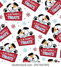 Seamless Pattern of Cute Dog Pet Pattern - Fur Babies Treats