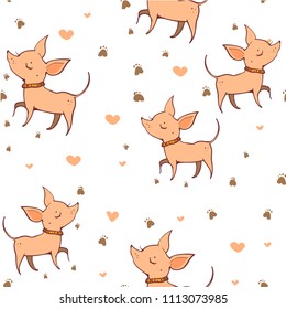 seamless pattern with cute dog. Vector Illustration