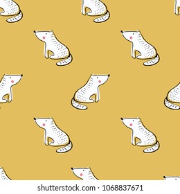 seamless pattern with cute dog.cartoon hand drawn vector illustration. Can be used for baby t-shirt print, fashion print design, kids wear, baby shower celebration greeting and invitation card.