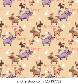  seamless pattern with cute doggy. vector illustration