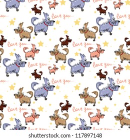  seamless pattern with cute doggy. vector illustration