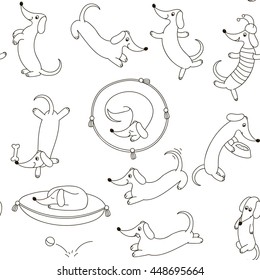 Seamless pattern with cute dogs.