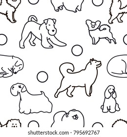 Seamless pattern with cute dogs.