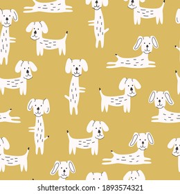 Seamless Pattern Cute Dogs Modern Design Vector Illustration