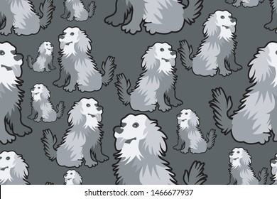 seamless pattern cute dogs on grey background