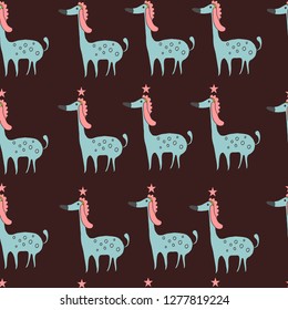 seamless pattern cute dogs vector