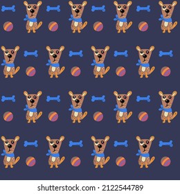 Seamless pattern with cute dogs. Vector print with cartoon abstract animals in Scandinavian style for children's textiles, fabric, wrapping paper and wallpaper