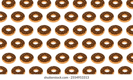 Seamless pattern with cute donuts. Delicious donuts with different fillings. Design for packaging, fabric, wallpaper, cover, and many more.