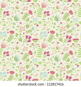Seamless pattern with cute doodle flowers #1