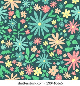 Seamless pattern with cute doodle flowers #4