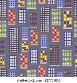 Seamless pattern of cute doodle houses