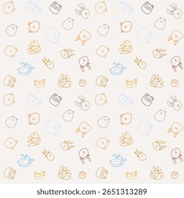 seamless pattern with cute doodles animals 