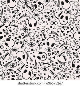 Seamless pattern with cute drawings.
