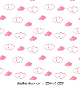 Seamless pattern of cute drawn hearts. Gentle romantic background for Valentine's Day. Suitable for fabric, wallpaper, wrapping paper, packaging, textiles, banners, greeting cards, invitations 