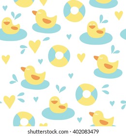 Seamless pattern with cute duck