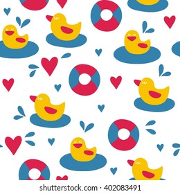 Seamless pattern with cute duck