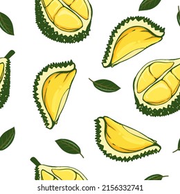 Seamless pattern cute durian fruits Vector illustration.