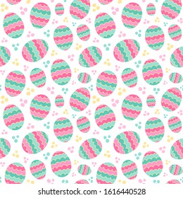 Seamless pattern with cute Easter eggs. Happy Easter vector background.