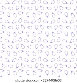 Seamless pattern of cute eggplants on a white background