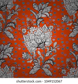 Seamless pattern cute elements. Royal retro background. Nice template. Floral classic texture. Design vintage for card, wallpaper, wrapping, textile. Vector illustration.