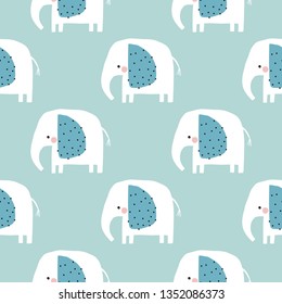 Seamless Pattern With Cute Elephant.