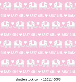 Seamless pattern with cute elephant for baby girls, great for baby shower, decorative background,wrapping,wallpaper, element vector illustration