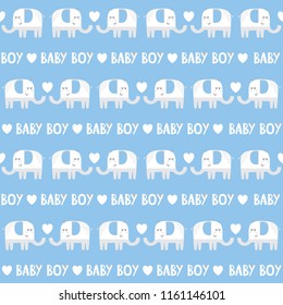 Seamless pattern with cute elephant for baby boys, great for baby shower, decorative background,wrapping,wallpaper, element vector illustration